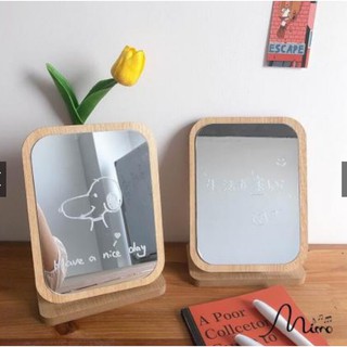 [TẶNG KÈM BÚT TRẮNG] Gương để bàn khung gỗ cao cấp phong cách Hàn Quốc siêu bền siêu sịn kèm bút