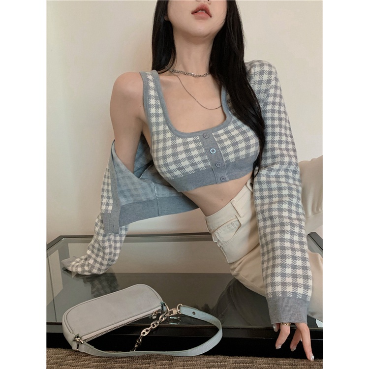 Áo Khoác Cardigan Dệt Kim Tay Dài Dáng Ngắn Họa Tiết Kẻ Sọc Phong Cách Retro Thời Trang Mới 2021 Dành Cho Bạn Gái | BigBuy360 - bigbuy360.vn