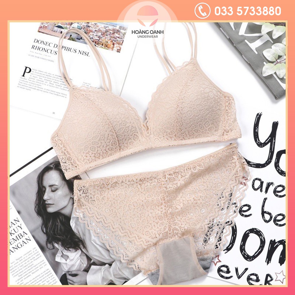 Bộ đồ lót ren mút mỏng Hoàng Oanh, sét nội y không gọng - ren a16