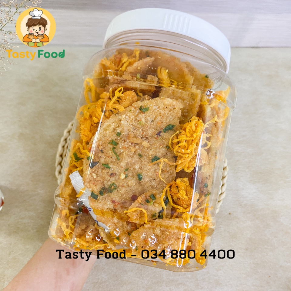[Hũ vuông] 1KG Hũ Cơm Cháy Khô Gà Lá Chanh Tasty Food | Cơm cháy mắm hành, khô gà lá chanh | BigBuy360 - bigbuy360.vn