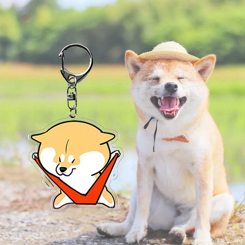 Móc Khóa Nhựa Acrylic Hình Chó Shiba Inu Dễ Thương Diy