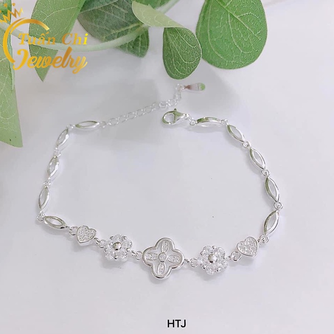 MẪU MỚI  Lắc Tay Bạc Nữ Cỏ 4 Lá May Mắn, Vòng Tay Nữ Kiểu Dáng Dễ Thương