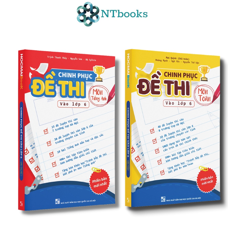 Sách Combo chinh phục đề thi vào lớp 6 - Bộ 2 môn Toán, Tiếng Anh