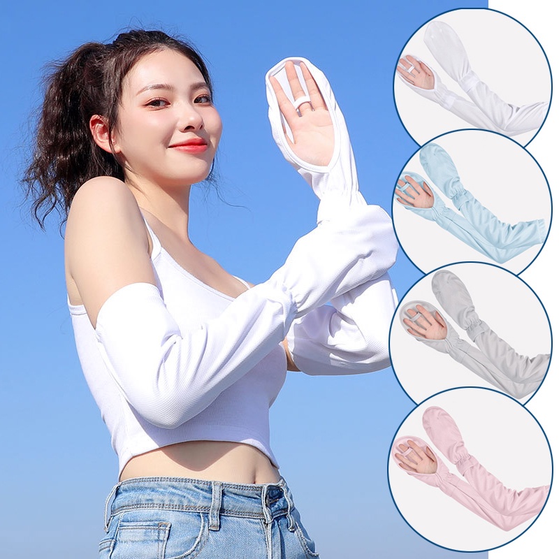 Cặp Găng Tay Dài Hở Ngón Chống Tia UV Tiện Dụng Ốp
