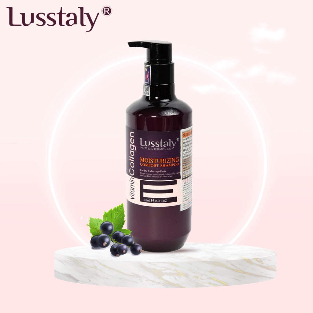 Lẻ Dầu gội Lusstaly Collagen Vitamin E 500ml,Dầu gội Lusstaly siêu mềm mượt,ngăn ngừa gãy rụng