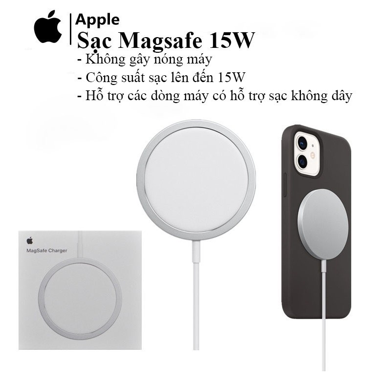 Sạc không dây iphone 15W - Sạc Không Dây Magsafe Cao Cấp Hỗ Trợ Sạc Nhanh Cho iPhone X - 13 promax