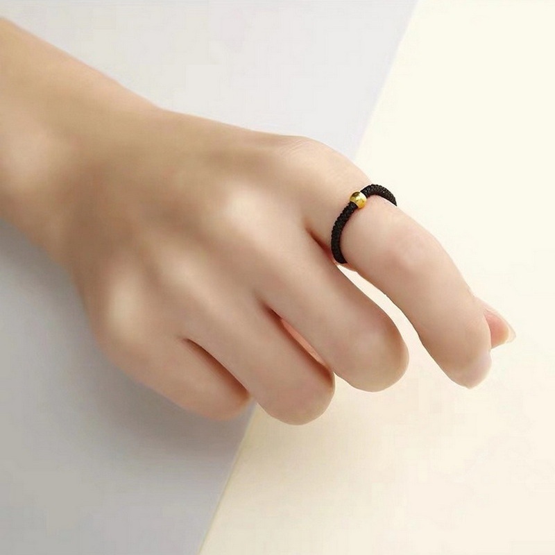 Nhẫn BELLA-BEE vải bện đính hạt phong cách Hàn Quốc may mắn xinh xắn dành cho nữ