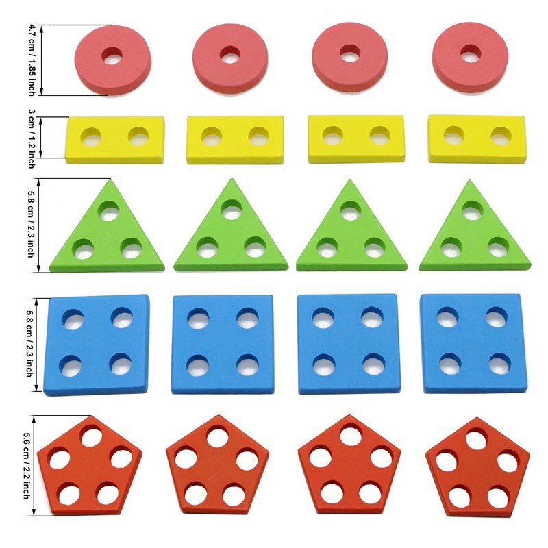 Thả Hình Khối Bằng Gỗ An Toàn Giúp Bé Phân Biệt Màu Sắc Và Hình Khối Theo Phương Pháp Montessori