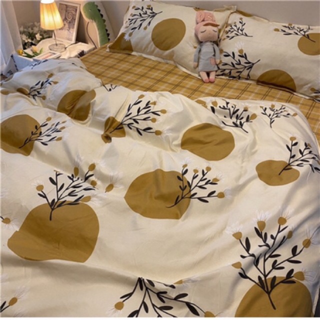 Bộ chăn ga gối cotton poly Emmidecor - mẫu họa tiết tròn