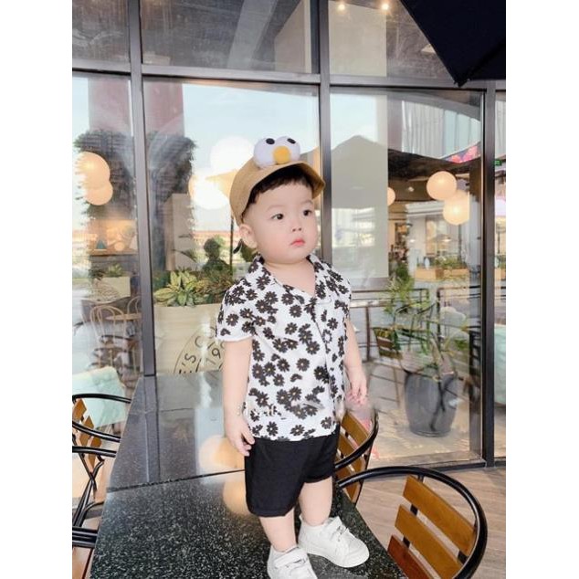 Bộ bé áo sơ mi hoa cúc dành cho bé trai