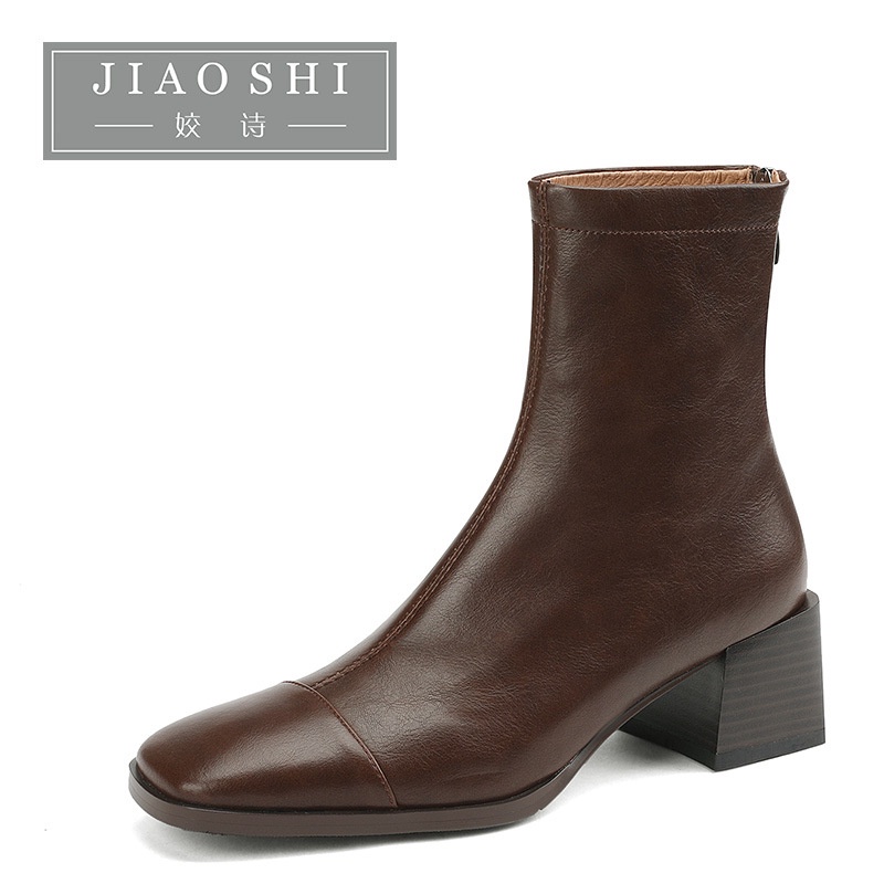 Giày Bốt Cao Gót Mũi Vuông Phong Cách Hàn Quốc Thời Trang Xuân Thu Hàng Mới 2022