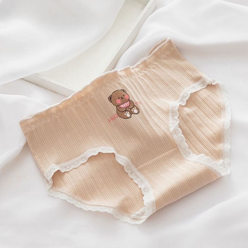 Quần lót cotton Cao Cấp viền ren mềm mại kháng khuẩn, quần lót nữ họa tiết dễ thương L2899