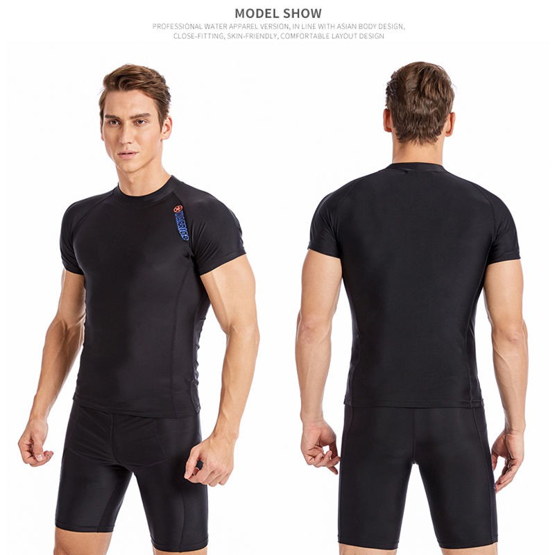Professional men's swimsuit suit for adults to increase the speed of short-sleeved jackets 5 points short body swimsuit