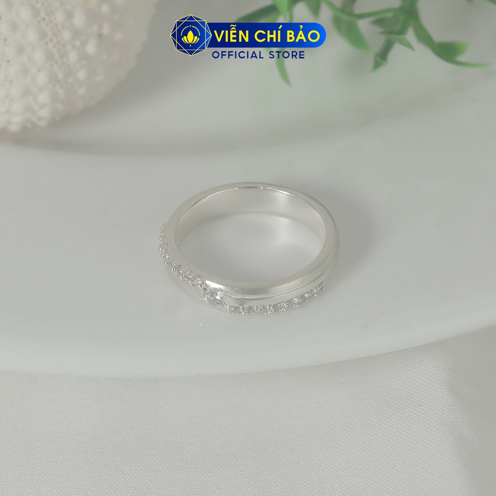 Nhẫn bạc nữ Bun đính đá chất liệu bạc 925 thời trang phụ kiện trang sức Viễn Chí Bảo N700441