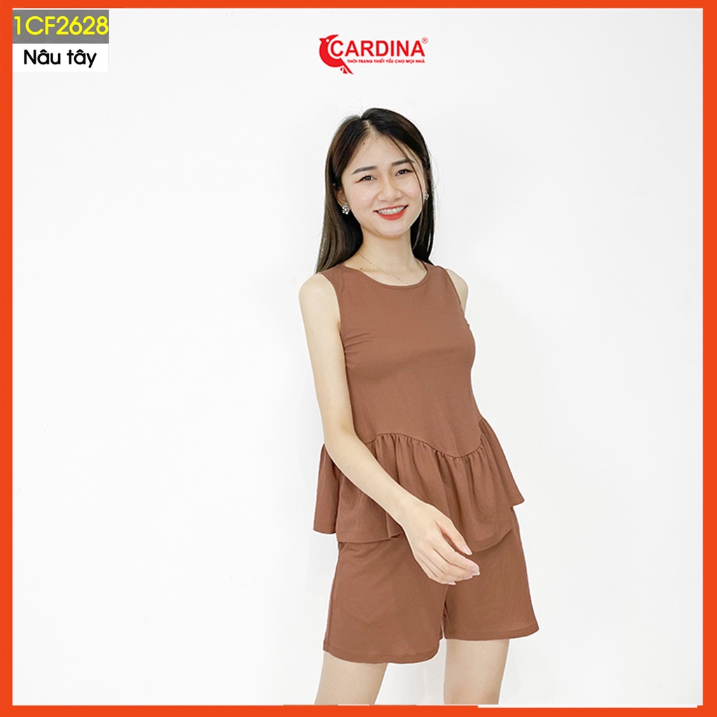 Đồ bộ nữ CARDINA chất cotton Nhật cao cấp áo cộc tay quần đùi dáng suông 1CF26