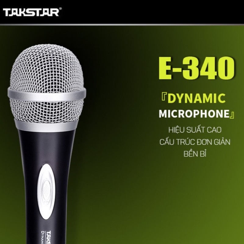 [Mã ELHACE giảm 4% đơn 300K] Mic karaoke có dây takstar E 340 chân cắm 6.5 dùng cho loa và âm li hỗ trợ Micro