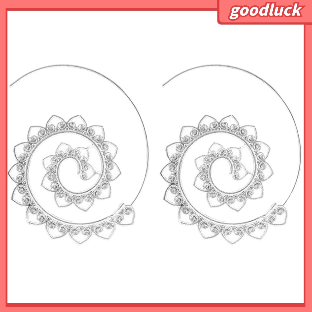 Đôi khuyên tai hình tròn xoắn ốc trang trí trái tim sành điệu cho nữ