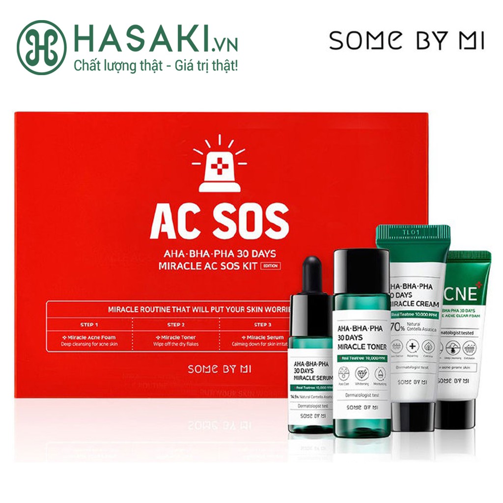 Bộ Sản Phẩm Dành Cho Da Mụn Some By Mi AHA-BHA-PHA 30 Days Miracle AC SOS Kit (4 Món)