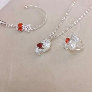 🌟 🌟 🌟 Set Hồ ly ôm ngọc trai bạc chuẩn