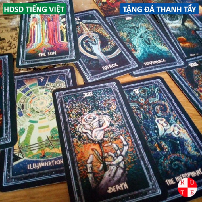 [Size Gốc] Bài Tarot Prisma Visions 78 Lá 7x12 Cm Giấy Dày Cán Bóng Tặng File Hướng Dẫn Tiếng Việt Và Đá Thanh Tẩy