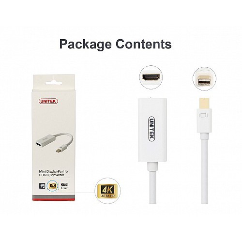 Cáp chuyển đổi Mini DisplayPort sang HDMI (Hỗ trợ 4K) Unitek Y6331