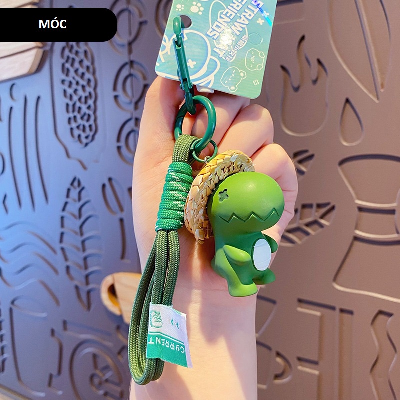 Móc khóa Khủng long đội nón lá đáng yêu