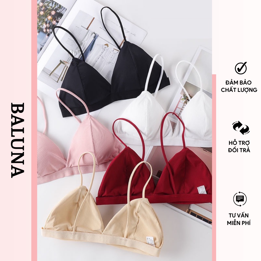 Áo bra cotton thun gân không gọng nâng ngực mềm mại AL05