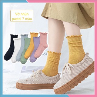 [Vớ Bèo Nữ] Tất Bèo Nhún Nữ Cổ Cao Phong Cách Vintage Hàn Quốc Hana