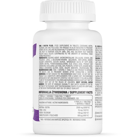 Viên uống Ostrovit Biotin Plus làm đẹp da, tăng đề kháng, 100 viên