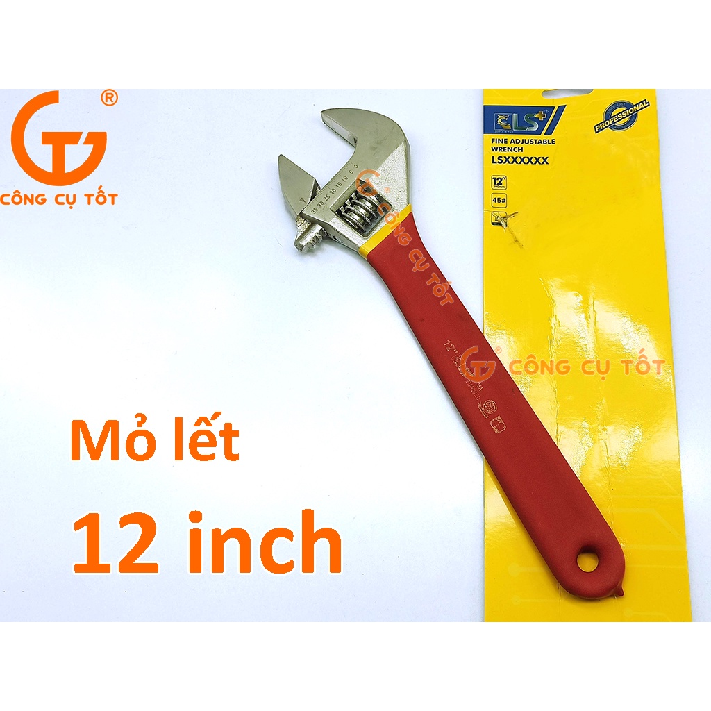 Mỏ lết 12inch 300mm bằng thép 45 hiệu LS có thước đo độ mở