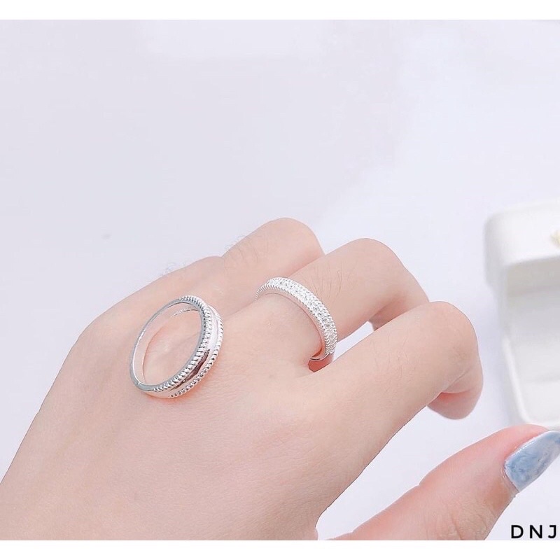 Nhẫn đôi bạc nam nữ, nhẫn cặp tình yêu mẫu mới đính đá nhỏ sáng đẹp - Kho sỉ bạc Nhất Linh