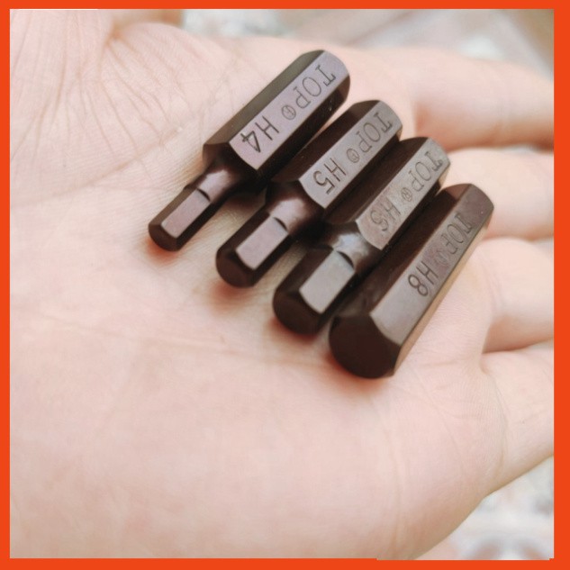 Combo 4 Mũi đóng lục giác Top, size 4-5-6-8mm, lắp vào bộ tô vít đóng.