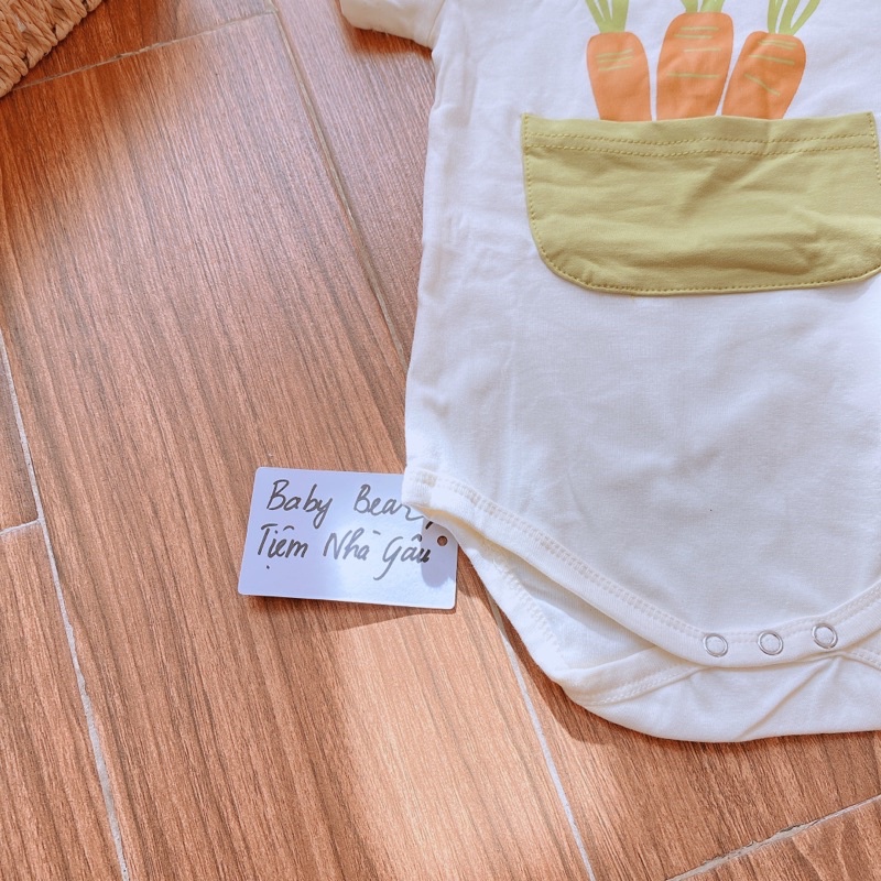 Body Carot Dễ Thương Ngắn Tay Liền Mũ Chụp Ảnh Đầy Tháng Thôi nôi Cho Bé Trai/Bé Gái 4-14kg