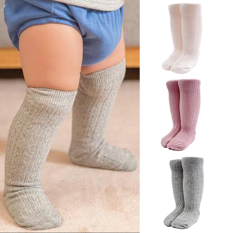 Vớ Cotton Dài Màu Sắc Trơn Giữ Ấm Mùa Thu Đông Cho Bé 1-5 Tuổi