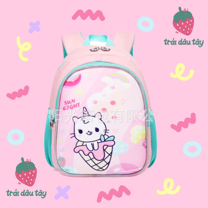 BALÔ BÉ GÁI MẦM NON ĐI HỌC ĐI CHƠI IN HÌNH PONY KITTY SIÊU NHẸ CHỐNG GÙ LƯNG CHO BÉ MÀU HỒNG MÀU TÍM .