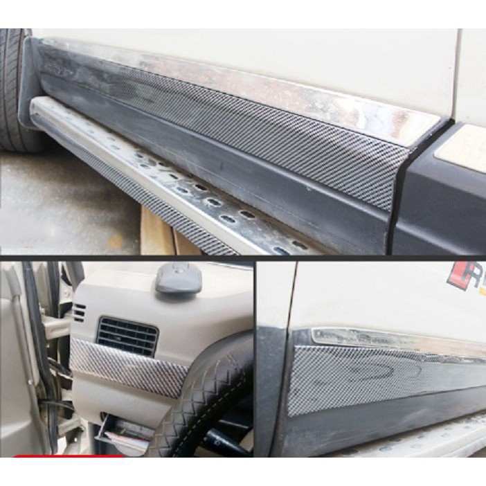 Nẹp chống xước bước chân cửa xe ô tô, xe hơi màu vân cacbon cao cấp