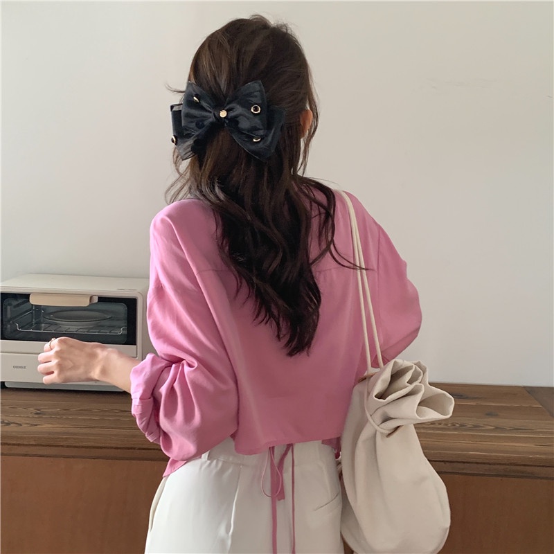 SUXI Áo Sơ Mi Tay Dài Chống Nắng Màu Sắc Đơn Giản Phong Cách Hàn Quốc Thời Trang Mùa Hè Cho Nữ