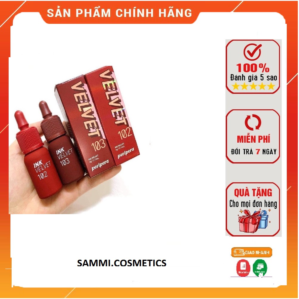 Son kemperipera Ink Velvet Tint chất son kem lì chính hãng Hàn Quốc son lì lâu trôi mẫu mới màu siêu đẹp SAMMI.COSMETICS