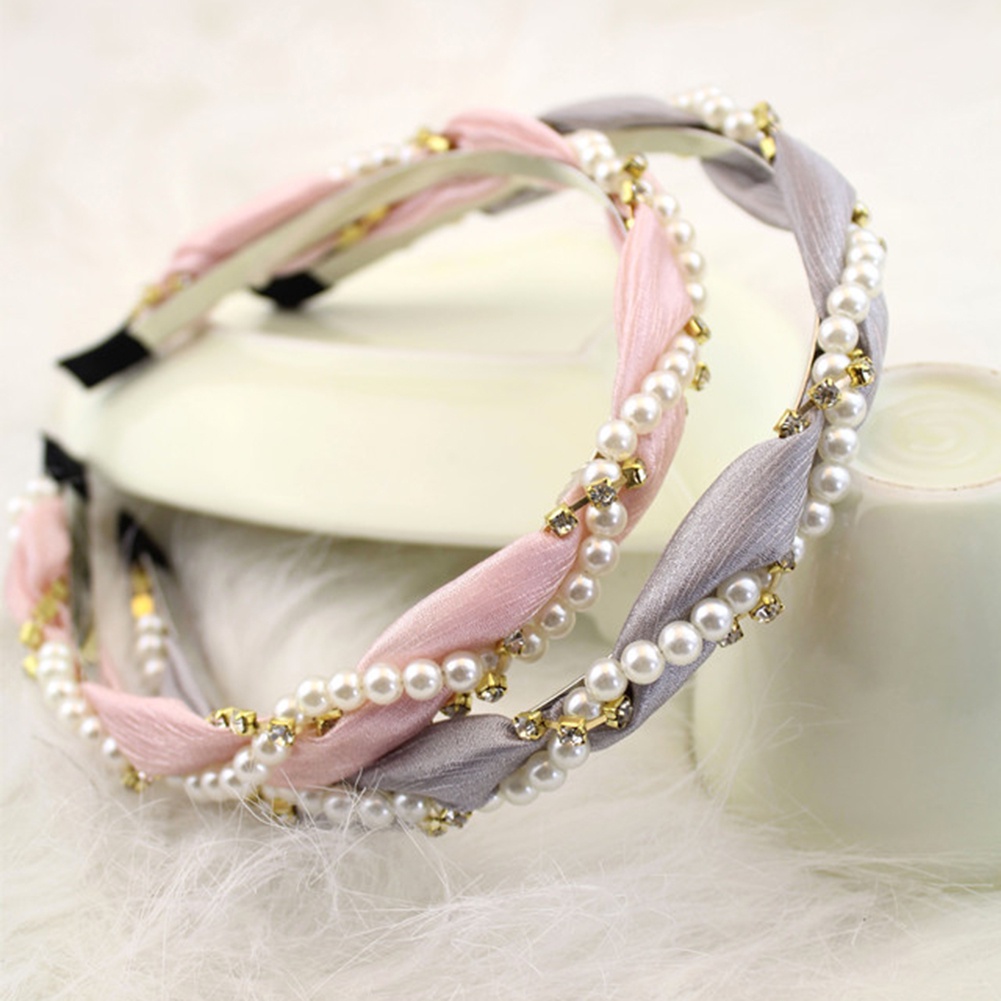 Băng Đô Đính Đá Ngọc Trai Nhân Tạo Thời Trang Cho Nữ