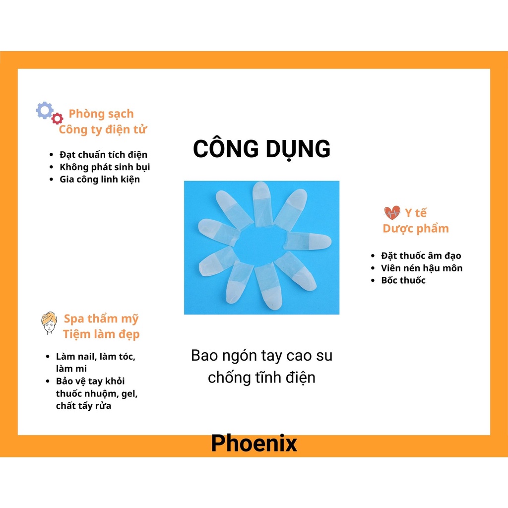 Bao ngón tay cao su latex không đai siêu dai chống thấm nước, tăng độ ma sát bám dính 300g