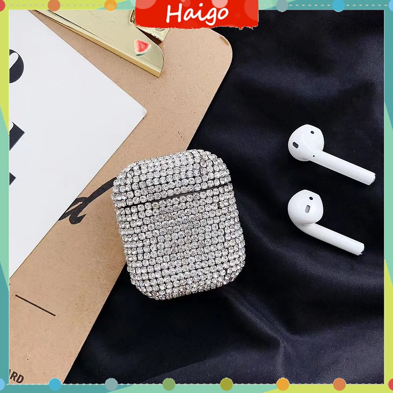 Vỏ bọc hộp đựng tai nghe bluetooth Airpods thiết kế đính đá lấp lánh