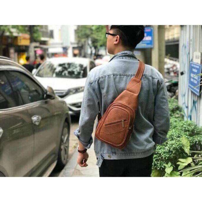 Túi da đeo chéo nam 🔥✔️ FREESHIP✔️🔥CNTS unisex TCU05 nâu phong cách hàn quốc MD05 | BigBuy360 - bigbuy360.vn