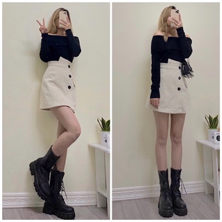 Chân váy dạ vạt lệch