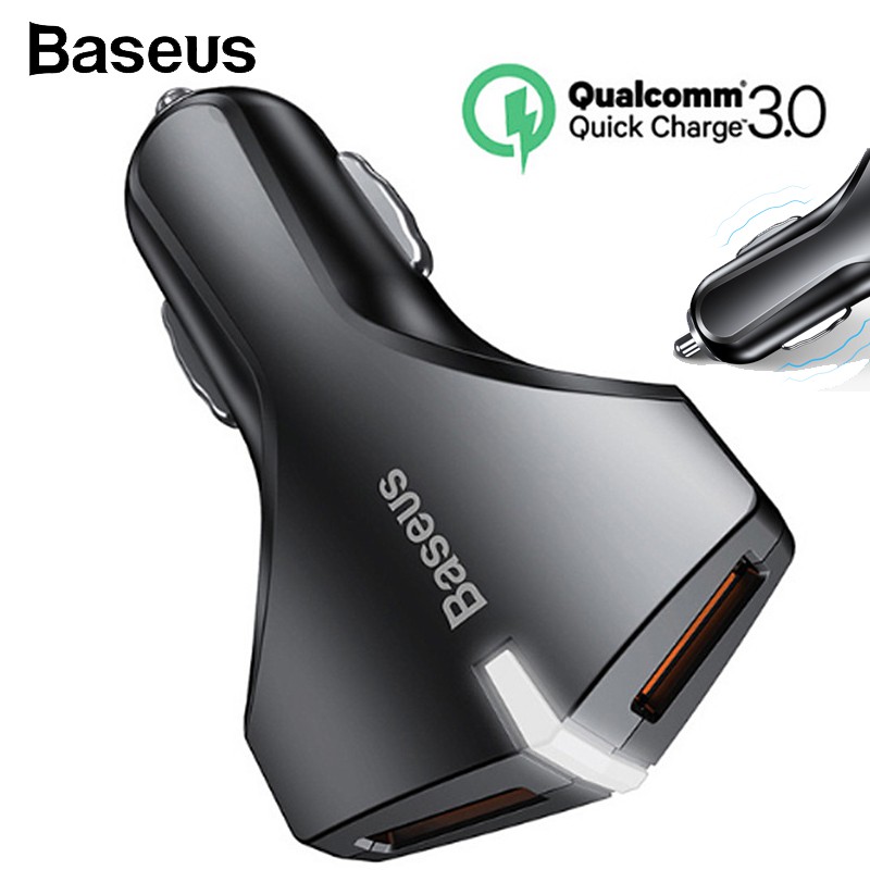 Cốc sạc nhanh Baseus có 2 cổng USB 3.0 tiện dụng cho xe hơi