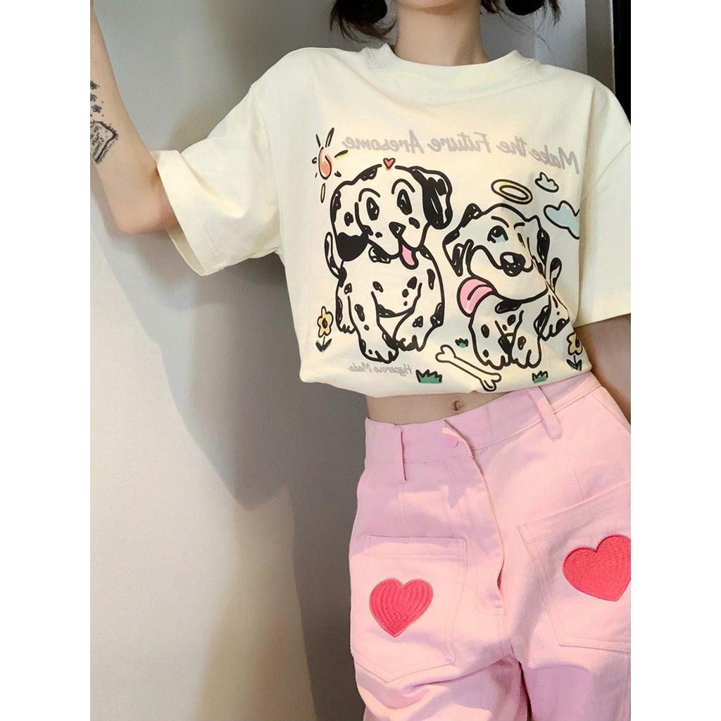 Áo Thun Cotton Nguyên Chất Dáng Rộng Ngắn Tay Thời Trang Mùa Hè 6357