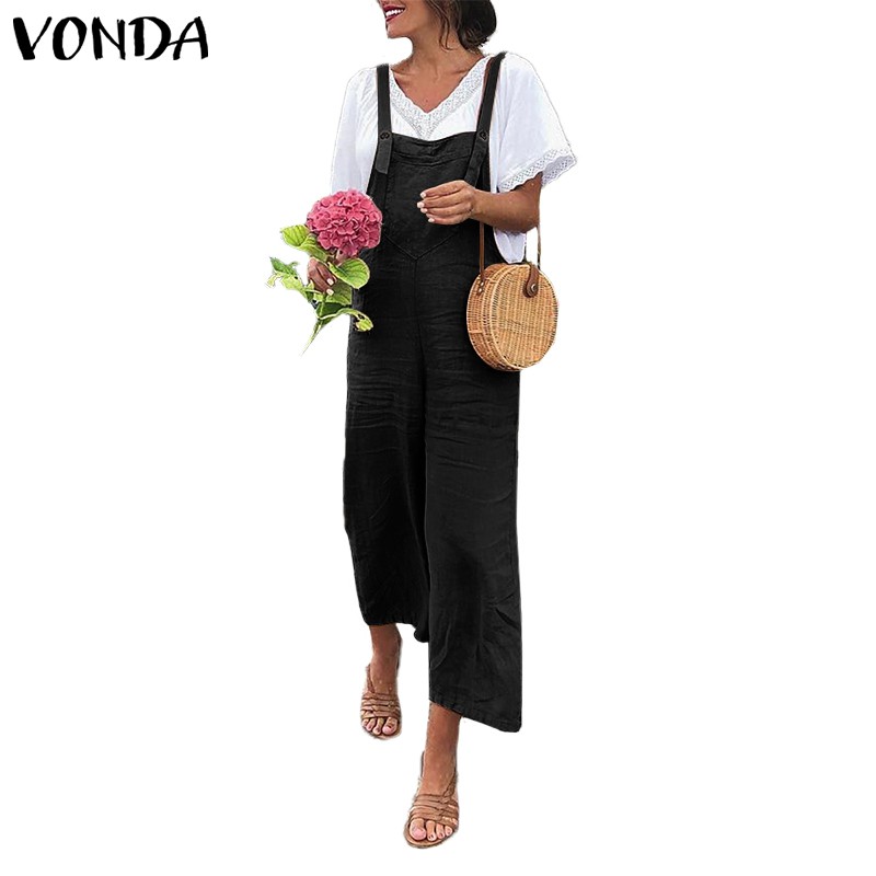 Bộ Áo Liền Quần VONDA Không Tay Dáng Rộng Màu Trơn Trẻ Trung Hợp Thời Trang | BigBuy360 - bigbuy360.vn