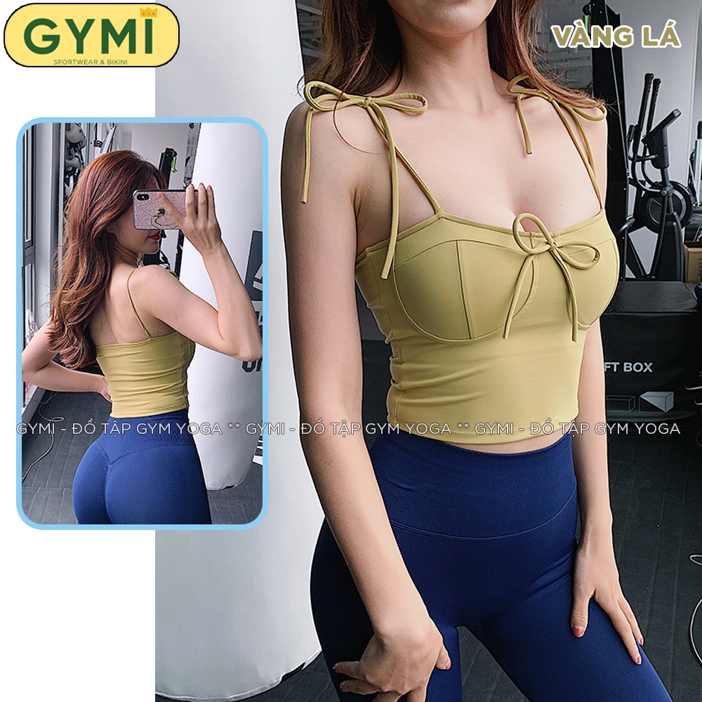 Áo bra tập gym yoga nữ GYMI AL02 chất thun poly thể thao cao cấp nâng đỡ ngực thiết kế 2 dây sexy