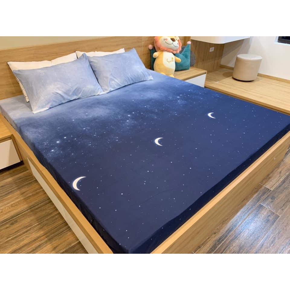 Bộ Ga Gối Cotton Poly 3D Họa Tiết - Mặt Trăng