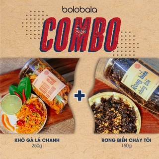 [DEAL HỜI] Combo khô gà lá chanh 250g + Rong biển cháy tỏi 150g ngon mê ly - Ăn vặt Bolobala