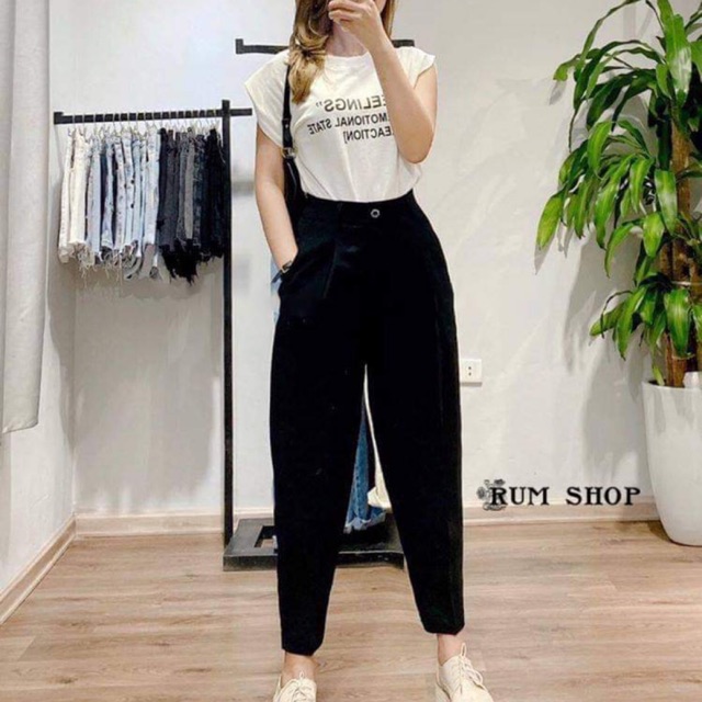 Quần baggy cạp cao - ẢNH THẬT